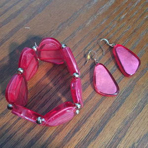 INC Chunky Pink Bracelet and Earrings